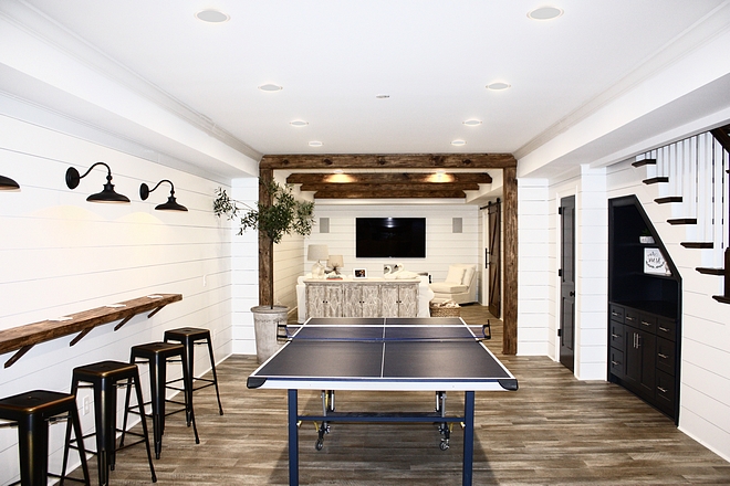 Modern Farmhouse Basement Inspired with shiplap