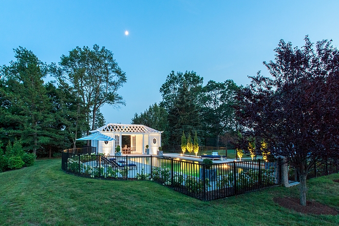 Fenced pool with pavillion