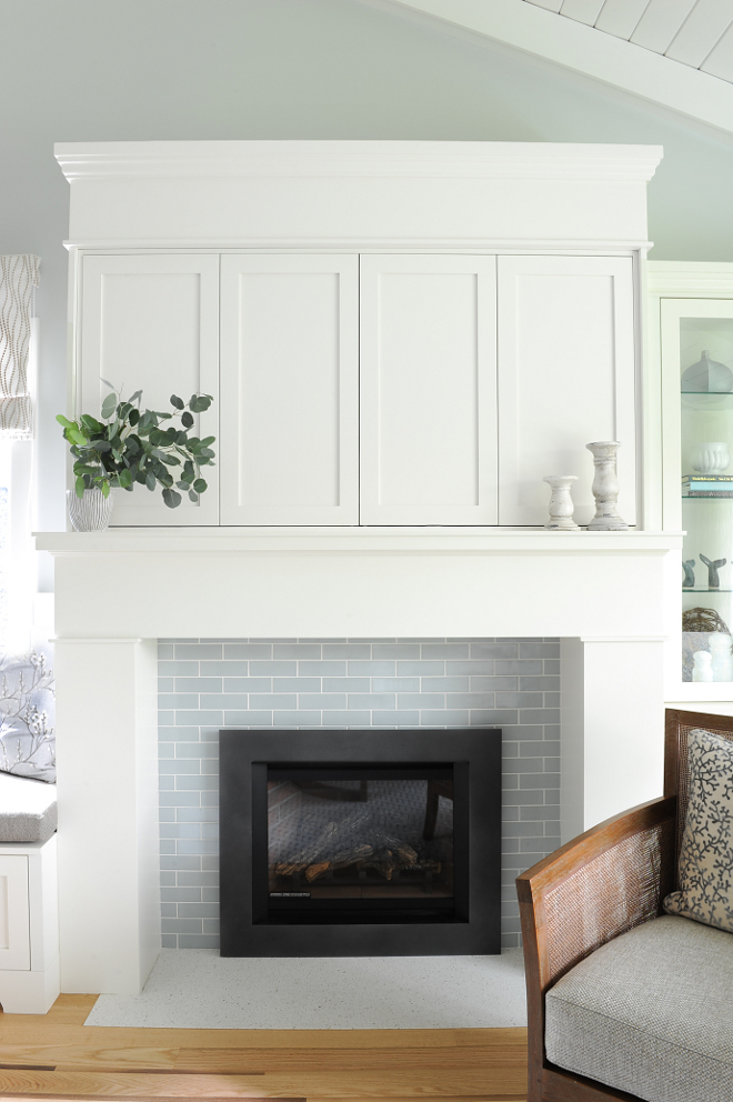 Subway Tile Fireplace The fireplace features 2 x 6 blue-gray ceramic subway tile Surround Subway Tile Fireplace Surround Ideas