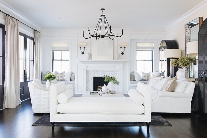 White Living room with black accents