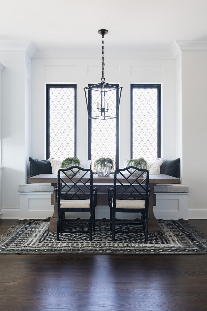 Breakfast Nook with Black windows with leaded glass Breakfast Nook with Black windows