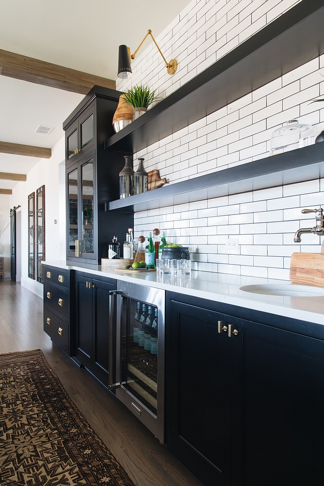 Modern Farmhouse Kitchen Black cabinets painted in Benjamin Moore Black