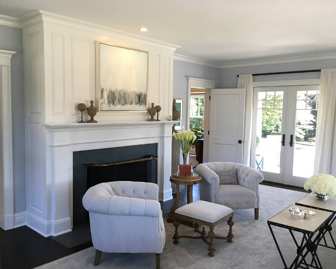 Traditional living room fireplace Traditional living room fireplace with honed Absolute Black Granite surround