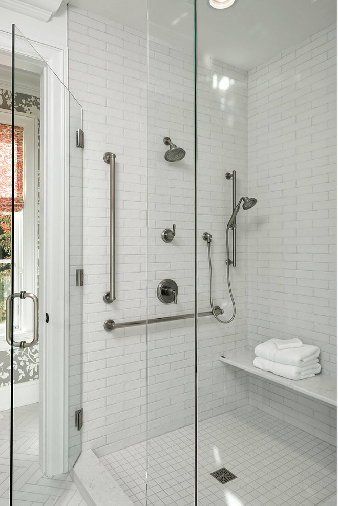 White shower tile combination ideas