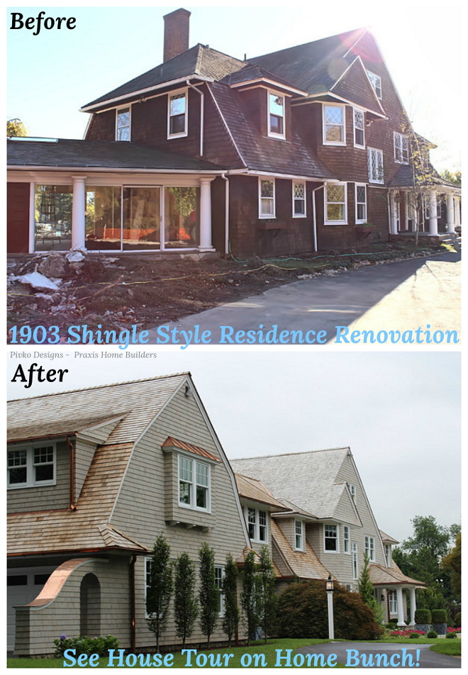 Classic New Canaan Shingle Home Before and After Renovation Pictures
