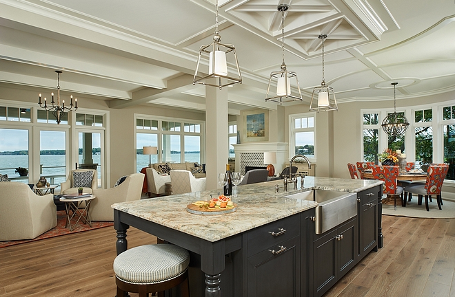 Ceiling Design Ideas Kitchen ceiling Elaborate ceiling details, intricate trim work and elevated ceiling heights are utilized to define living areas throughout, while classic built-ins and bold furnishings bring together comfort and function