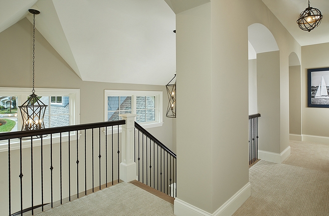 Benjamin Moore Revere Pewter Paint Color Upper Stairway Landing Loft Hallways Benjamin Moore Revere Pewter Benjamin Moore Revere Pewter #BenjaminMooreReverePewter