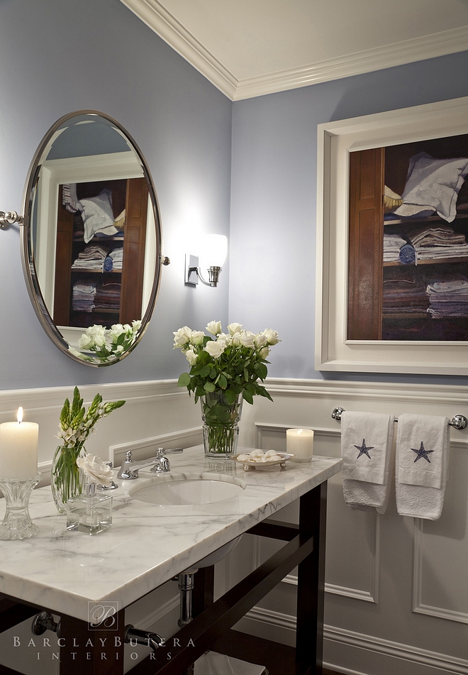 Restoration Hardware Shore Paint Color Restoration Hardware Shore Restoration Hardware Shore Blue Bathroom Paint Color This color looks beautiful with the white wainscoting and the white marble
