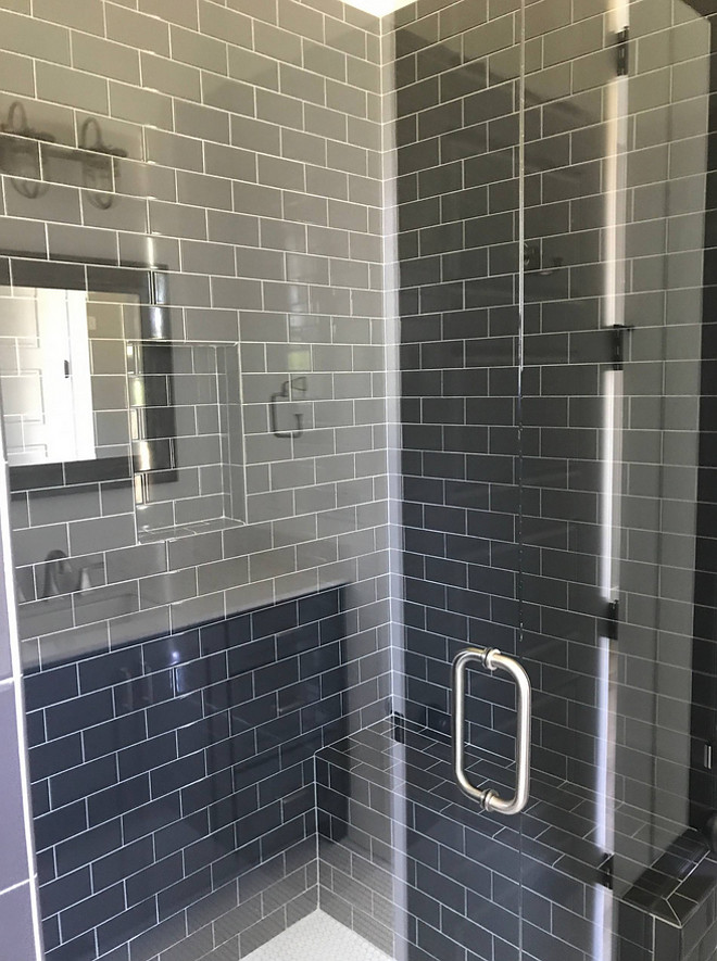 Black Subway Shower Tile with white grout black subway tile source on Home Bunch