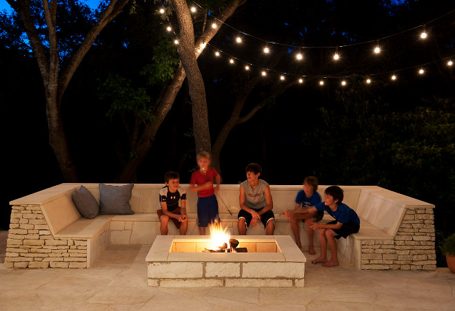 Concrete and stone garden bench with firepit Patio Concrete and stone garden bench with firepit Concrete and stone garden bench with firepit #Patio #Concretebench #stonebench #gardenbench #firepit