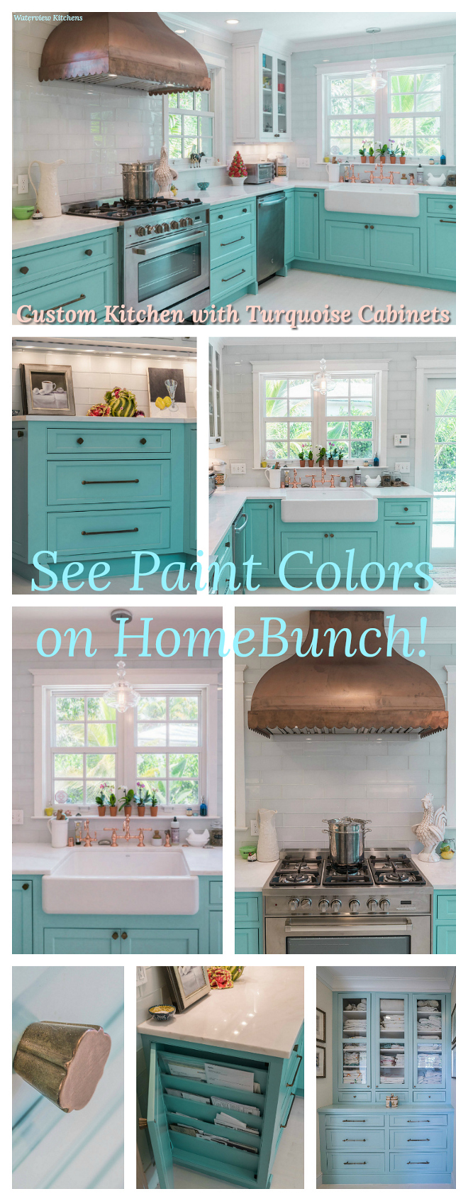 Custom Kitchen with Turquoise Cabinets Paint color and sources on Home Bunch