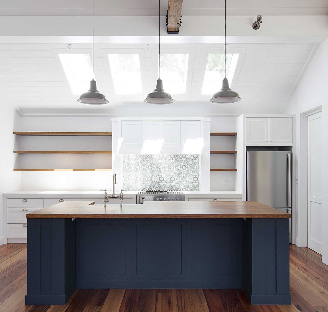 Kitchen island navy kitchen island paint color this navy island works perfectly with the Timber countertop Navy island paint color Porters Paints Mariner #PortersPaintsMariner #navyislandpaintcolor #islandpaintcolor #paintcolor