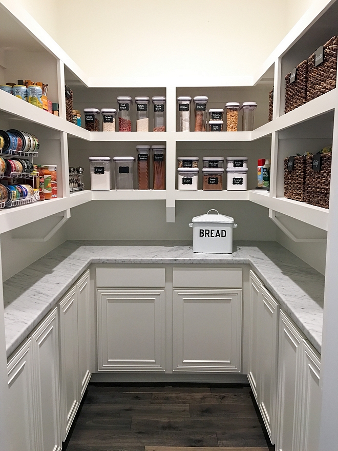 Pantry We have always wanted a bigger pantry, so I of course jumped at the opportunity to design this space with a little help from Pinterest This space is directly across from our wine area in our butler pantry and features small double doors that open out I knew I wanted cabinets that I could store appliances and entertaining pieces in And I love how the cabinets keep everything looking nice and tidy