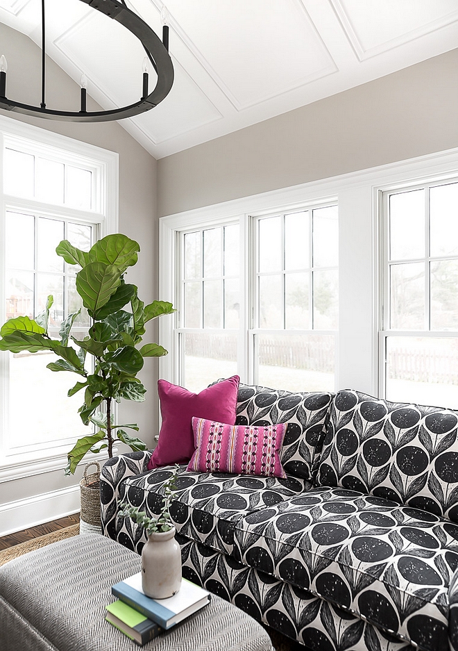 Black and white sofa Black and white sofa upholstered in Romo fabric #blackandwhite #sofa