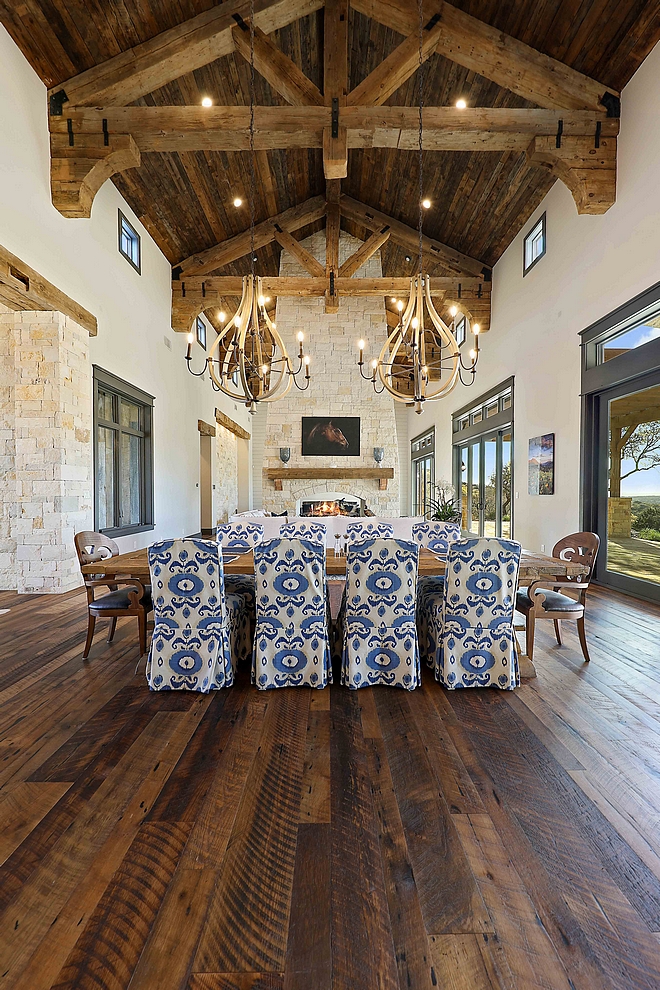 Reclaimed Wood Ceiling Doug Fir Penny Gap soffits over Doug Fir Rafters #ReclaimedWood #ReclaimedwoodCeiling #DougFir #PennyGap #soffits #Rafters