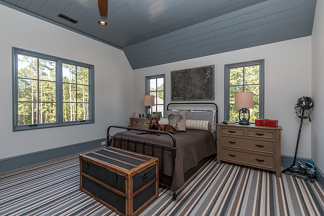 Sherwin Williams SW 7035 Aesthetic White which is a gray paint color Farmhouse boys bedroom paint color Sherwin Williams SW 7035 Aesthetic White Wall paint color SW 7035 Aesthetic White #SherwinWilliamsSW7035AestheticWhite #SherwinWilliamsAestheticWhite #paintcolors #greypaintcolor