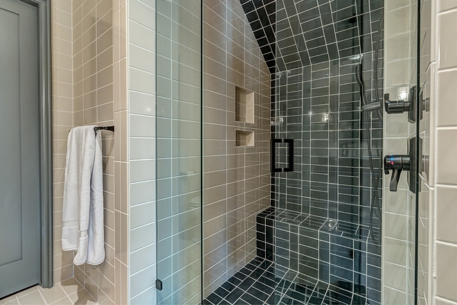 Bathroom Tile Ideas Floor and Walls Tile Walker Zanger Bone Bright 4x10 Shower Back Wall bench Pan and Curb Walker Zanger Robert AM Stern Deep Sea Long 3x6