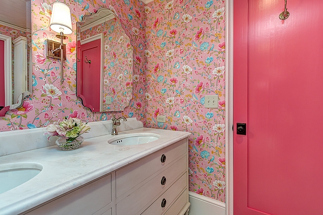 Sherwin Williams SW 6855 Dragon Fruit Kids Bathroom and Bedroom Interior Door Paint Color Sherwin Williams SW 6855 Dragon Fruit #SherwinWilliamsSW6855DragonFruit