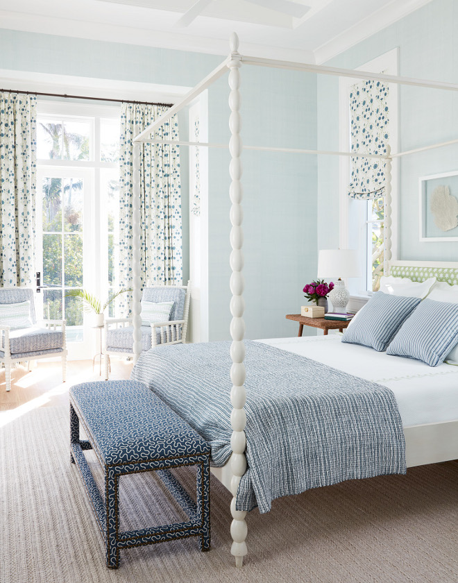 Soft Blue Bedroom with white bed and blue and white bedding sources on Home Bunch Canopy Bed Soft Blue Bedroom with white bed and blue and white bedding #SoftBlue #Bedroom #softbluebedroom #bluebedroom #whitebed #canopybed #blueandwhitebedding