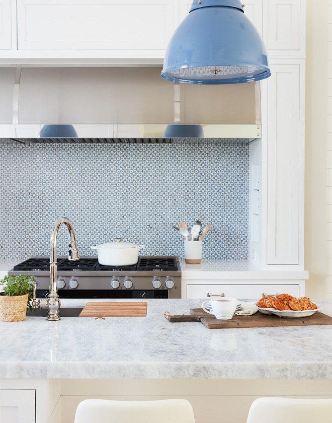 Blue and white backsplash Blue and white mosaic tile kitchen backsplash Backsplash is Mosaic House Trocadero #blueanwhite #backsplash