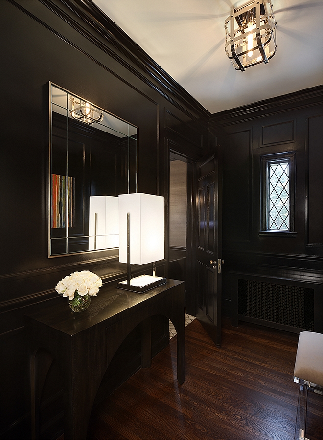 Black Wainscoting High Gloss Black Wainscoting Sherwin Williams Caviar Black Wainscoting Paint Color #HighGloss #BlackWainscoting #Wainscoting #paintcolor #SherwinWilliamsCaviar