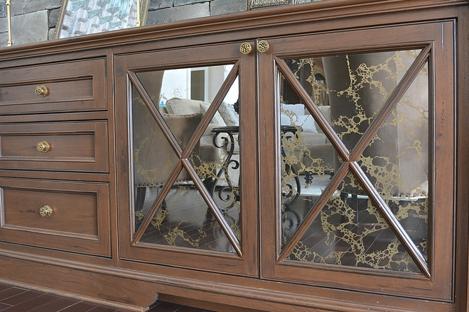 Walnut built in cabinet with burnt gold mirrors Walnut built in cabinet with burnt gold mirror ideas Living room Walnut built in cabinet with burnt gold mirrors