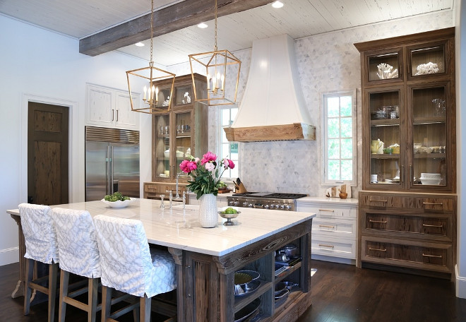 Kitchen island with open shelves