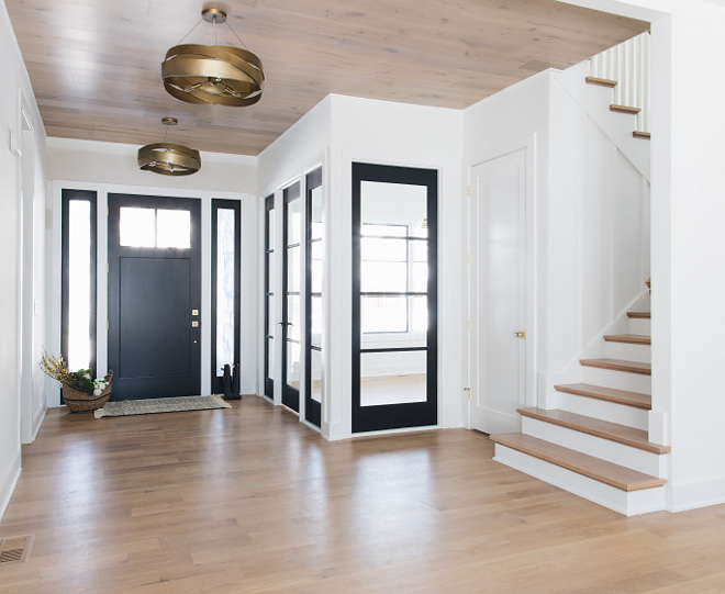Wood ceiling Shiplap looking Ceiling Foyer Shiplap Ceiling The foyer ceiling features the same hardwood used on the floors #woodceiling #shiplap #hardwoodfloor #ceiling #hardwoodfloor ceiling