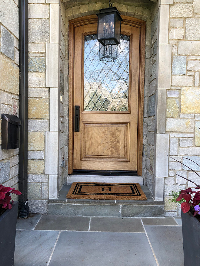 Front Door Wood and Glass front Door Front Door is Pella leaded glass door sanded down with a clear poly #Frontdoor