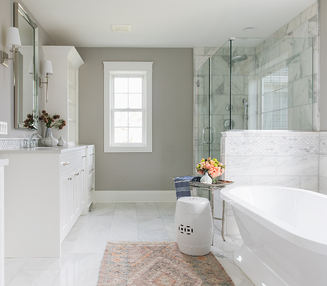 Ozark Shadows AC-26 Benjamin Moore looks stunning with white marble Ozark Shadows AC-26 Benjamin Moore #OzarkShadowsAC26BenjaminMoore