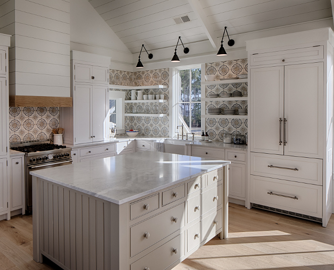 Kitchen Cabinet door style This kitchen features a combination of inset cabinets, shiplap hood and beadboard island Kitchen Cabinet door style Kitchen Cabinet door style #KitchenCabinetdoorstyle #Cabinetdoorstyle