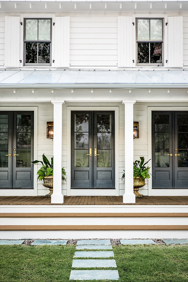Porch French Doors Front porch with a line of French doors curb appeal open feel Porch French Door Porch French Door ideas Porch French Doors #Porch #FrenchDoors #porchfrenchdoor #porchdoors