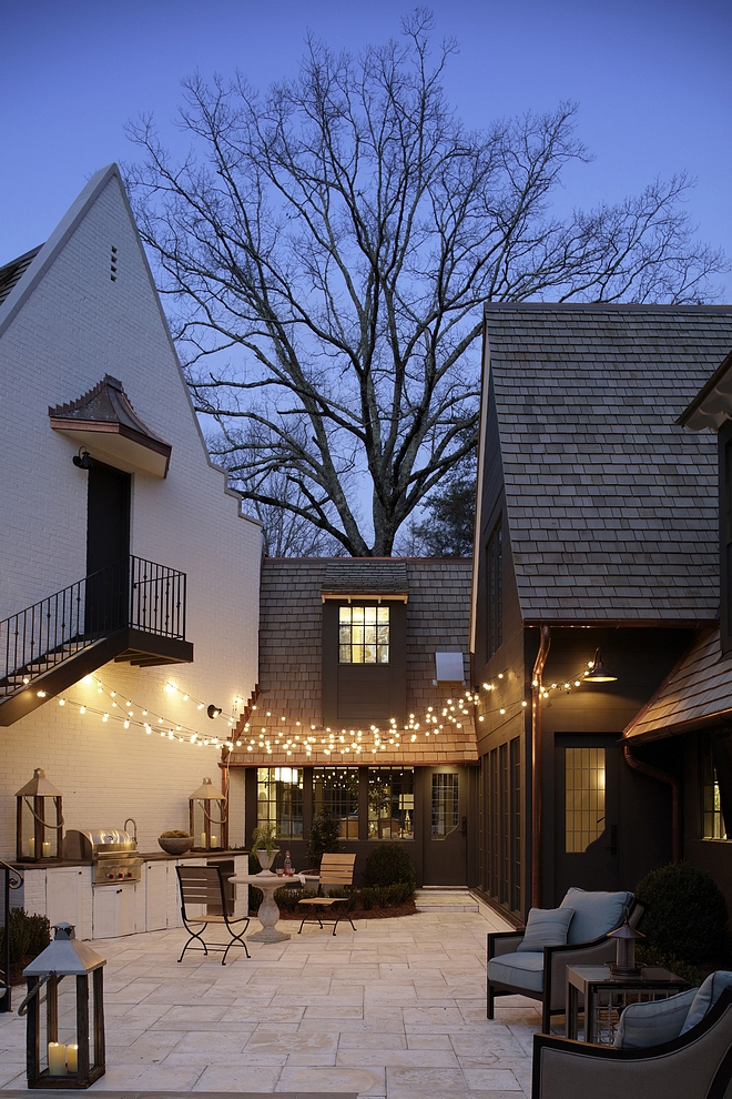 Patio string lights Limestone Paved Patio with outdoor string lights Patio string lights Patio string lights #Patio #stringlights