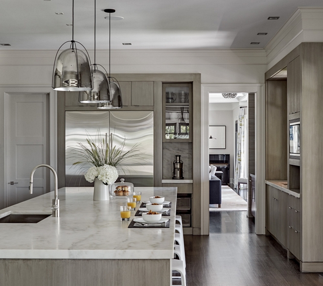 White Oak Kitchen with Calacatta Marble Countertop