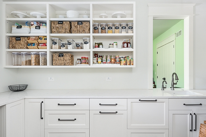 Pantry Kitchen pantry Pantry Pantry kitchen pantry features white quartz countertop and open upper cabinetry Kitchen Pantry Pantry #Pantry #kitchenPantry