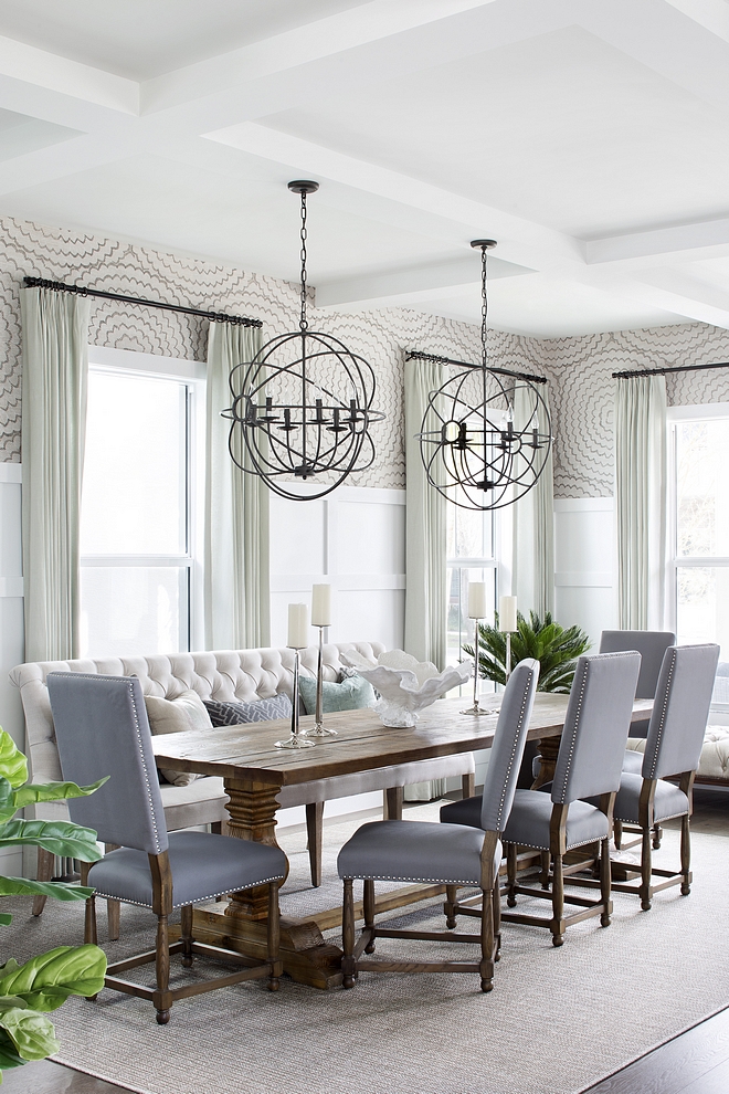 Dining Room with two Orb Chandeliers over Dining Table Dining Room with two Orb Chandeliers over Dining Table Ideas Decor Lighting All sources Dining Room with two Orb Chandeliers over Dining Table #DiningRoom #OrbChandeliers #DiningTable