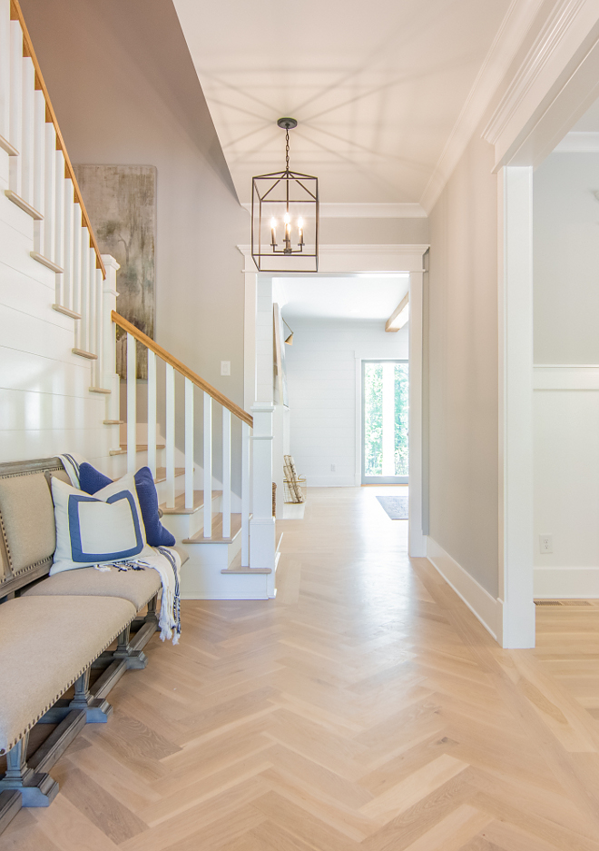 Herringbone Hardwood Floor with Bona Country White stain Herringbone hardwood Floor #Herringbone #HardwoodFloor