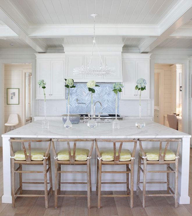 White Kitchen with accent backsplash tile accent backsplash tile above range is by Ann Sacks #accentbacksplashtile