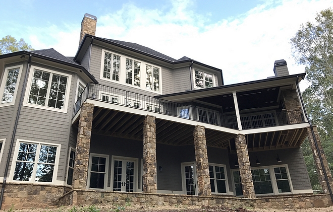 Back of House Deck Walk-out Basement Home with Deck and Porch Architecture #deck #homes #architecture #deck