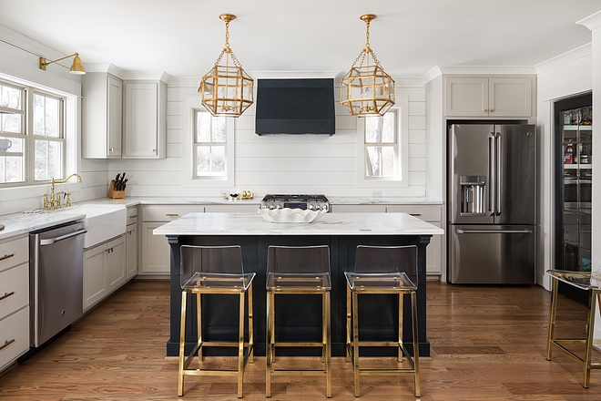 Farmhouse Kitchen Renovation Small Farmhouse Kitchen with shiplap backsplash and Shaker Style Cabinets Renovation Farmhouse #FarmhouseKitchen #FarmhouseKitchenRenovation