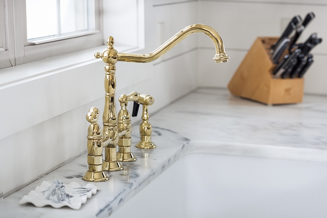 Polished Brass Bridge Kitchen Faucet Polished Brass Bridge Kitchen Faucet source on Home Bunch Polished Brass Bridge Kitchen Faucet #PolishedBrassBridgeKitchenFaucet #BrassBridgeKitchenFaucet #KitchenFaucet