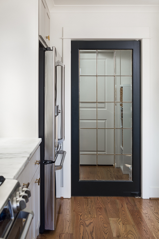 Pantry Door Kitchen Pantry Door Glass and painted in Blue Black by Farrow and Ball Pantry Door #PantryDoor