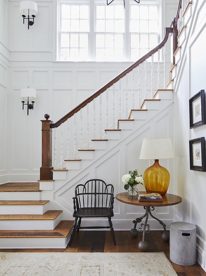 Traditional Stair Traditional Staircase Cascading Stair A cascading stair near the entry foyer opens up to the second floor with a triple-hung window allowing natural light to flood the space Traditional Staircase #Traditionalstaircase #Stair Traditionalstair #Staircase #CascadingStair