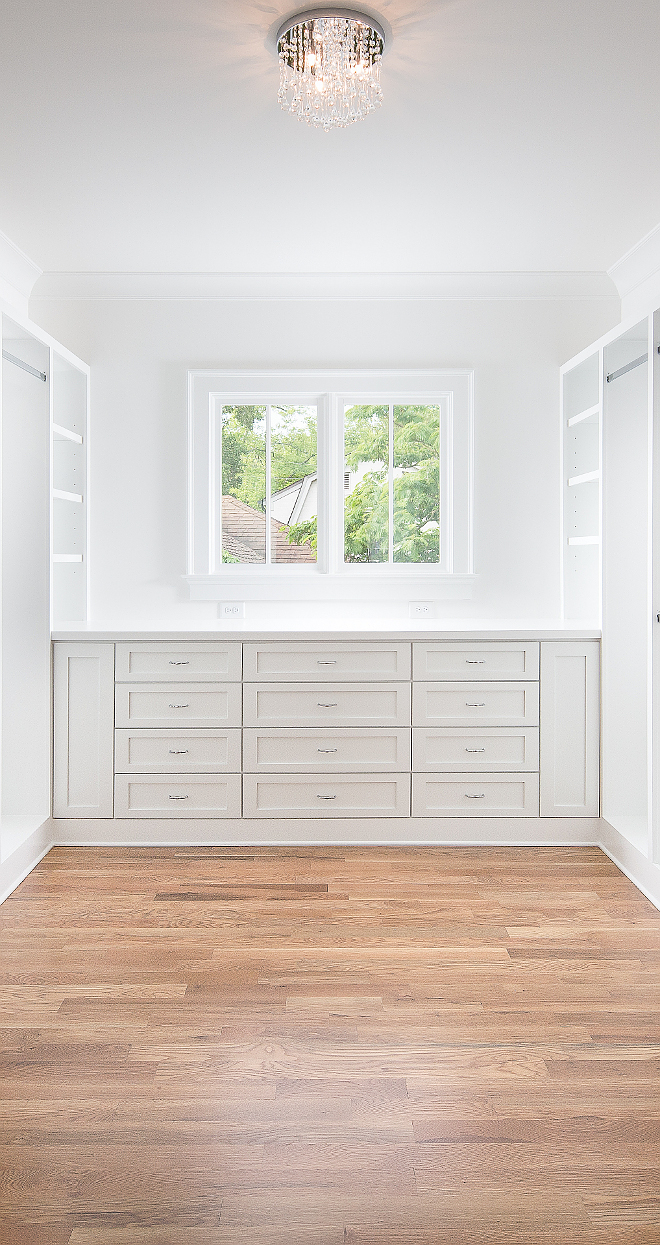 Closet Built in Dresser I am loving the idea of having a built-in dresser tucked under a window isntead of having an island This allows the space to feel more open and less cluttered Closet #Closet #BuiltinDresser #Dresser #closetDresser