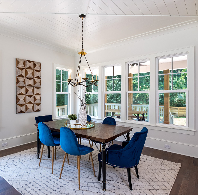 Dining Room X Beam Ceiling The ceiling is called an "x-beam" ceiling, and we inset shiplap trim to add texture and visual interest, and because Chip and Joanna Gaines and the whole Modern Farmhouse style called for it #XBeamCeiling