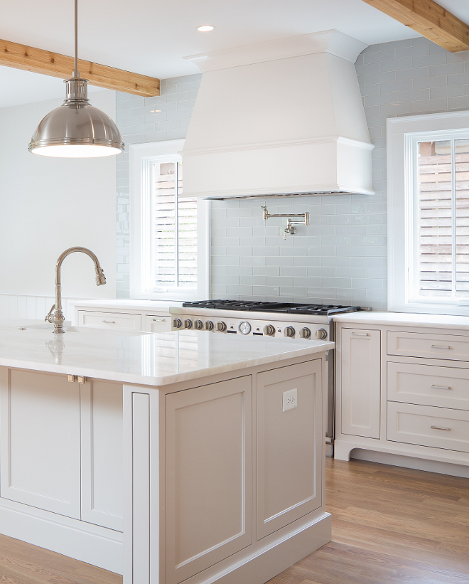 Glass Backsplash Light Grey Glass Backsplash White Kitchen with Light Grey Glass Backsplash #LightGreyGlassBacksplash #GlassBacksplash