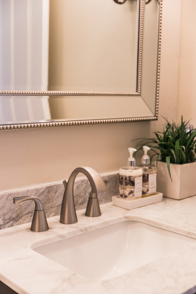 Guest Bathroom Guest Bathroom was a small renovation We ripped out the existing bathroom and dropped in a vanity that was purchased from Home Depot #guestbathroom