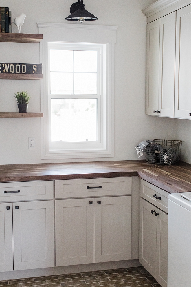 American Walnut Countertop Countertops and shelves are made from American Walnut butcher-block and the builder added a matte finish cleat coat on top of them #countertop #AmericanWalnutCountertop #WalnutCountertop