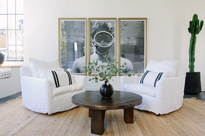 White Living Room We designed this space to be the perfect multi-functional space for a family that loves to entertain White Living room #whitelivingroom