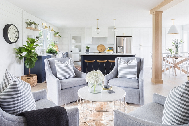 Main Floor Renovation In this space we removed all the walls and added custom built ins painted the same white as the shiplap throughout 2540 Love ©AlyssaRosenheck #mainfloorrenovation #renovation